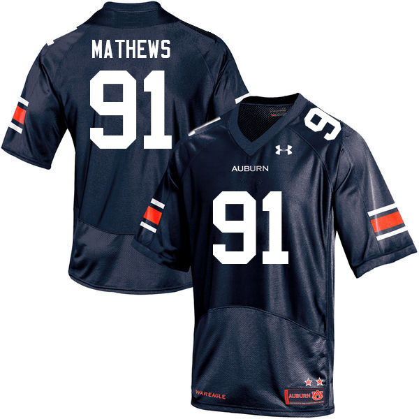 Men's Auburn Tigers #91 Ian Mathews Navy 2021 College Stitched Football Jersey